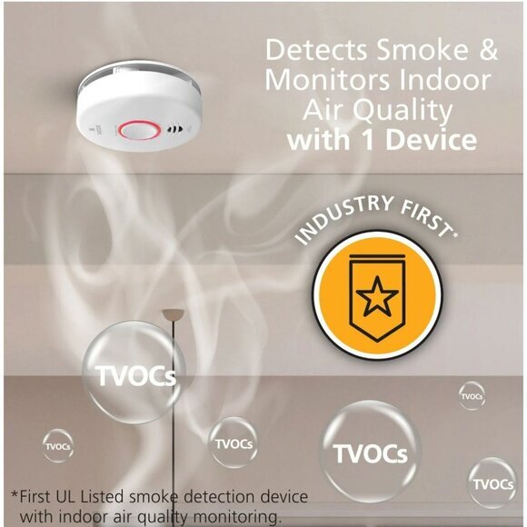 Kidde Hardwired Smart Smoke Detector Indoor Air Quality Monitor & Battery Backup - Picture 2 of 14